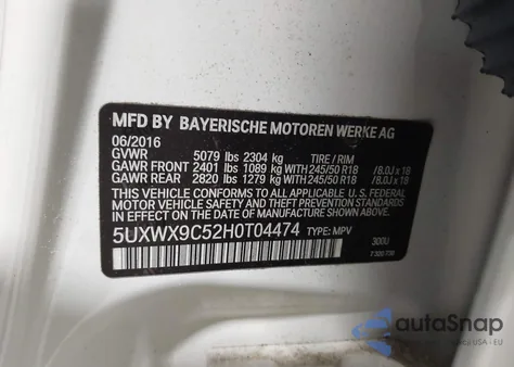 2017 BMW X3 xDrive28I z USA, uszkodzony, nr VIN 5UXWX9C52H0T04474